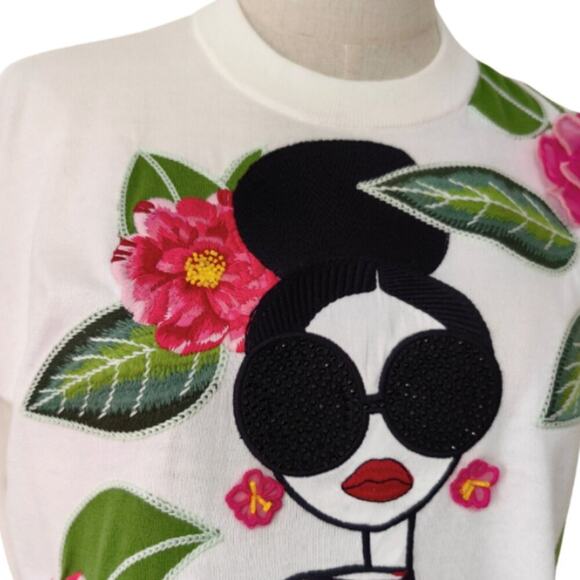 Alice + Olivia Gleeson Floral Sweater L - Picture 6 of 7